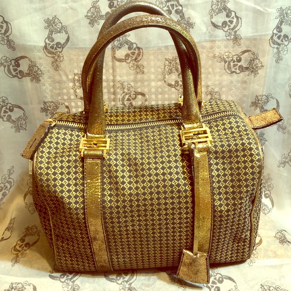 Fendi ‘Zucchino Forever’ Metallic Boston Bag